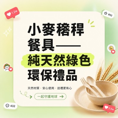 香港企業禮品訂製 - 小麥稭稈餐具——純天然綠色環保禮品