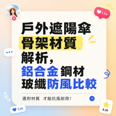 香港企業禮品訂製 - 戶外遮陽傘骨架材質解析，鋁合金鋼材玻纖防風比較