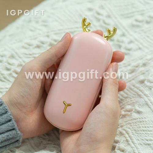 可愛麋鹿角行動電源暖手寶