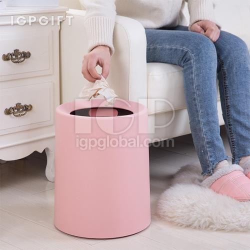 北歐風磨砂圓形雙層無蓋垃圾桶