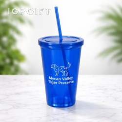 定製壓克力雙層杯帶吸管 - 16 oz.