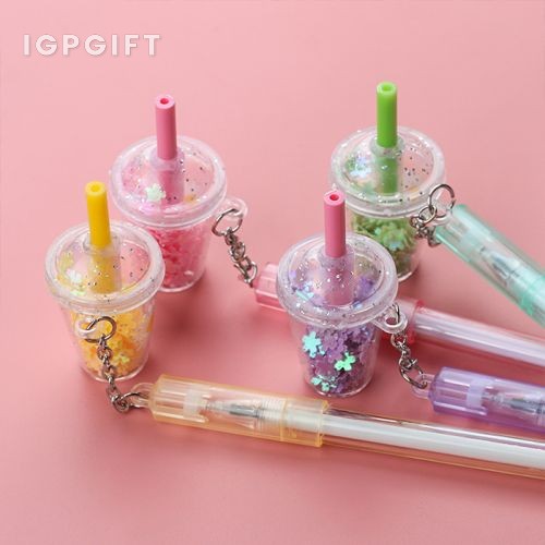 可愛亮片吊墜中性筆