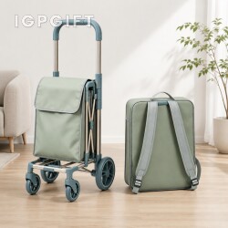 可摺疊便攜雙肩揹包購物手拉車