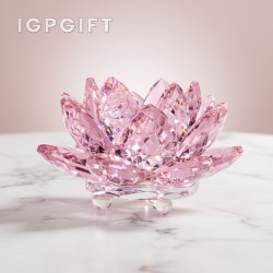 水晶鑽石蓮花擺件