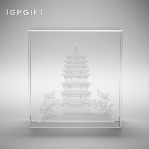 3D透明水晶內雕建築模型定製