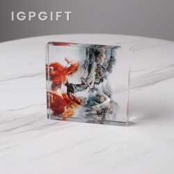 成功馬到的彩印水晶煙灰缸擺件