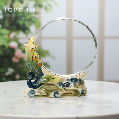 孔雀陶瓷水晶獎盃