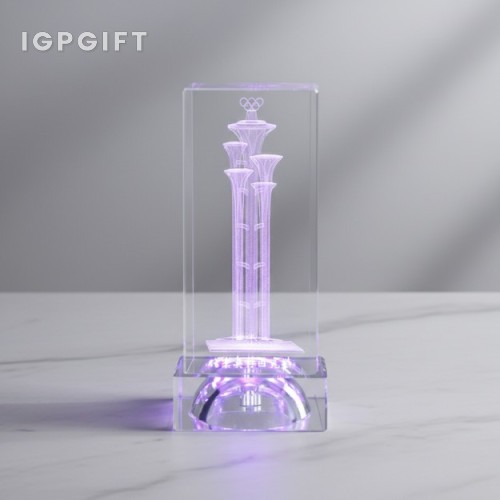 定製3D水晶內雕奧林匹克塔擺件