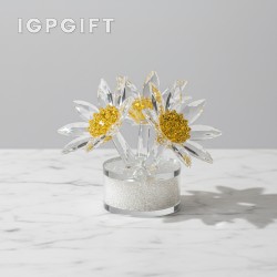 水晶欖菊花擺件