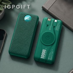 10000毫安皮紋皮革無線行動電源