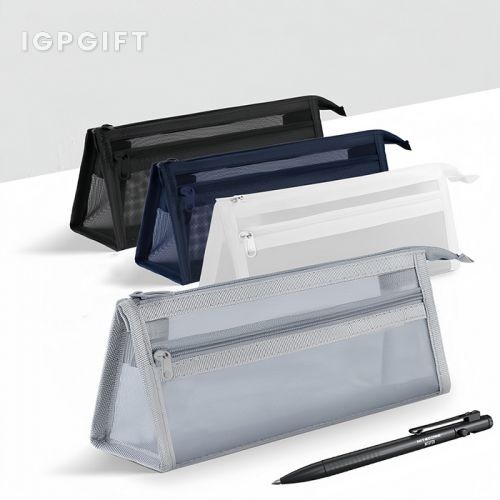 透明網紗雙層大容量立體筆袋