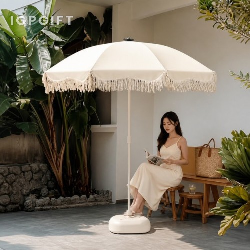 流蘇花邊黑膠戶外太陽傘