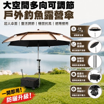 香港企業禮品訂製 - 大空間多向可調節戶外釣魚露營傘