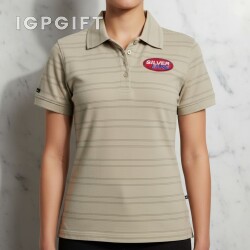 淑女條紋性能 Polo 衫