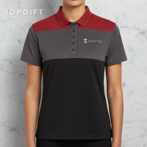 多色條紋女士表現 Polo 衫