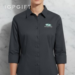 女款中袖聚酯棉襯衫