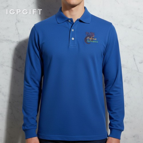經典長袖純棉 Polo 襯衫