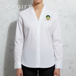 經典彈力V領女襯衫