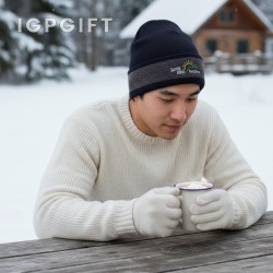 精緻條紋針織毛帽