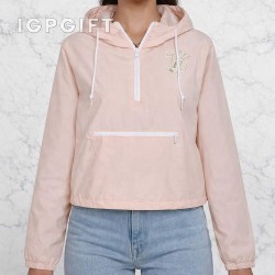 輕盈女士1/4拉鍊短款風衣