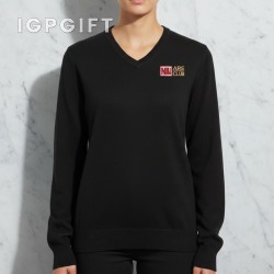 女款細針紡混合材質V領毛衣
