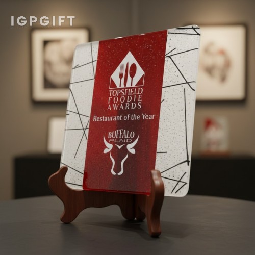 藝術玻璃融合獎牌 - 紅色