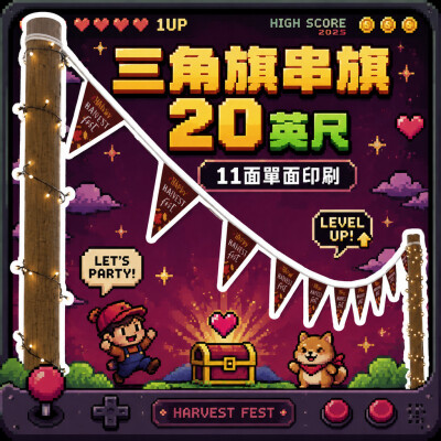 香港企業禮品訂製 - 三角旗串旗 - 20英尺 - 11面單面印刷