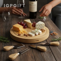 精品轉盤竹製奶酪拼盤