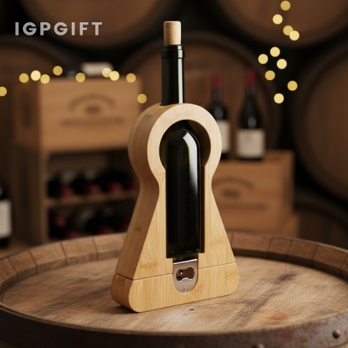 竹製酒瓶架與開瓶器