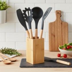 五件套竹木與矽膠餐具組