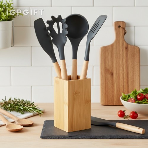 五件套竹木與矽膠餐具組