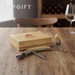 竹製雙件葡萄酒工具套裝