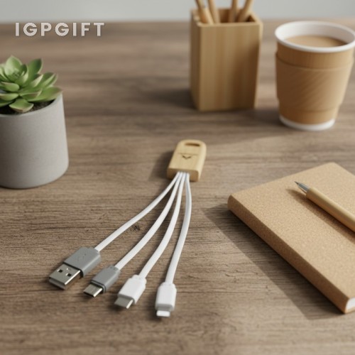 環保竹製雙頭充電線
