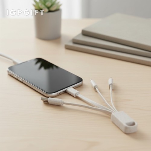環保小麥稻草四合一充電線