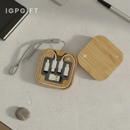 方形竹製多功能旅行充電套