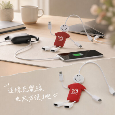 香港企業禮品訂製 - 智能雙頭充電線加USB集線器