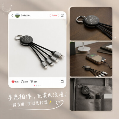 香港企業禮品訂製 - 星光LOGO充電數據線