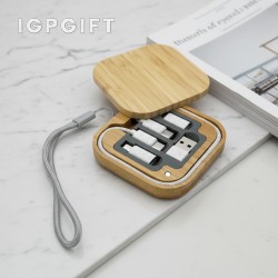 方形竹製多功能旅行充電套