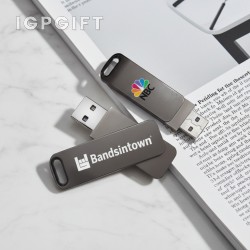 金屬旋轉黑色USB閃存驅動器 - 16GB