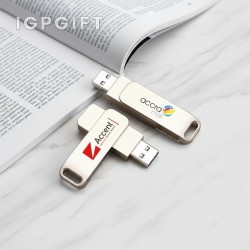 金屬旋轉銀色USB閃存驅動器 - 32GB