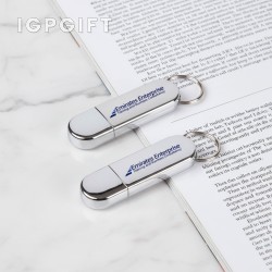 金屬光澤USB閃存驅動器（帶鑰匙環）- 4GB