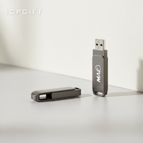 金屬旋轉黑色USB閃存驅動器 - 16GB
