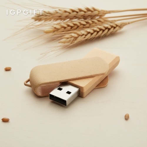 小麥材質旋轉USB隨身碟