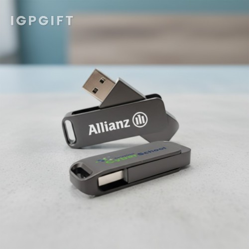 金屬旋轉黑色USB閃存驅動器 - 16GB