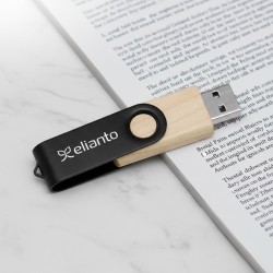 金屬旋轉黑木USB隨身碟 – 32GB