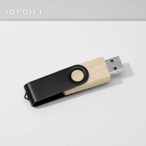 旋轉木質金屬USB隨身碟 - 8GB