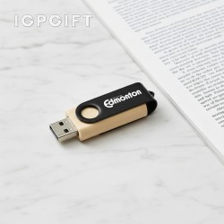 旋轉木質金屬USB隨身碟 - 8GB