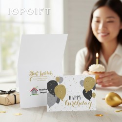 金色氣球生日卡