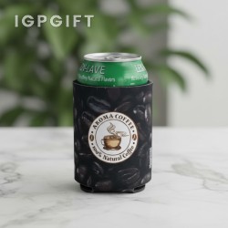 可摺疊咖啡豆印花飲料保溫杯套