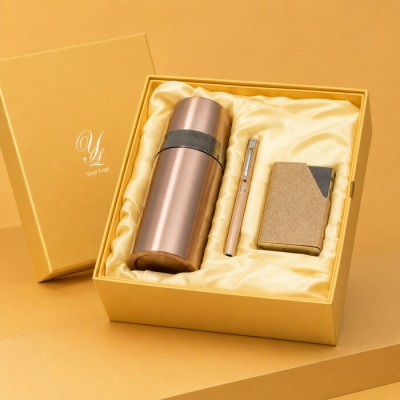 香港企業禮品訂製 - 保溫杯+名片夾+金屬筆套裝